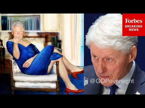WATCH: Bill Clinton Reacts To Jeffrey Epstein's Infamous 'Blue Dress' Painting Of Him