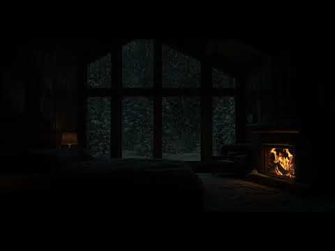 No Ads | Cozy Winter Night New Year’s Ambience | Crackling Fireplace Sounds &Snowfall for Deep Sleep