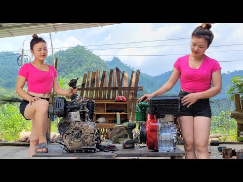The genius girl repaired and restored the farmer's entire Kamasuki DG-178 diesel engine