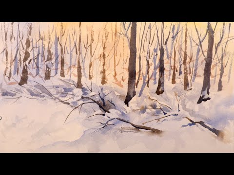 Акварельный Зимний Пейзаж