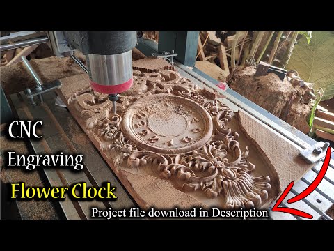 CNC Engraving Flower Clock // Vetric Aspire toturial // CNC Woodworking project