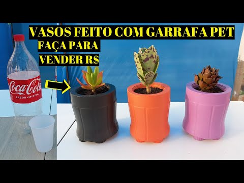 cement vase made with pete bottle