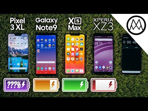 Pixel 3 XL vs Samsung Note 9 vs iPhone XS Max Battery Life DRAIN TEST