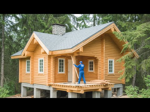 An old man builds a complete wooden house with his bare hands | Start to Finish
