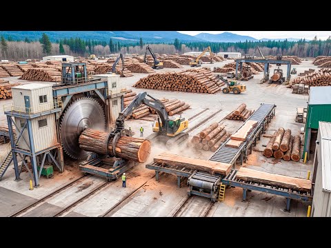 Inside the largest lumber mill The production process of cabinets shelving from logs to workbenches