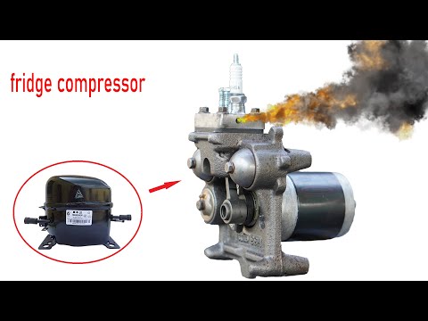 I make 4-stroke Engine from a Fridge Compressor