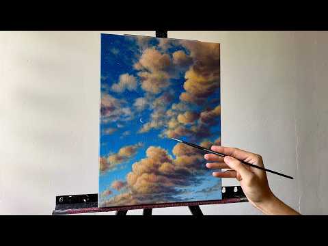 How to Make Your Acrylic Paintings Look Like Oils | EASY Realistic Cloud Painting