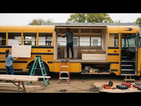 Couple Turns an Old School Bus into a STUNNING MOBILE HOME | Start to Finish by @lifeanywhere