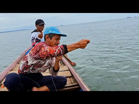 SI PAMAN MULAI TERBIASA MENARIK IKAN-IKAN BABON, MANCING MUARA BERAU KALTIM