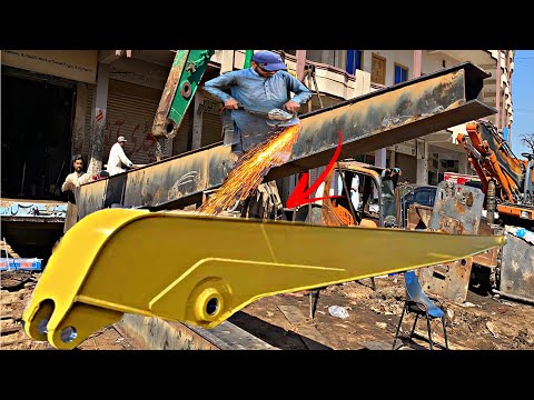 Complete Manufacturing processes of boom stick /  The Expert Mechanic Making Boom Stick of Excavator