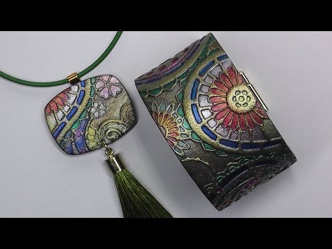 Unique Mica Powder Polymer Clay Bracelet & Pendant