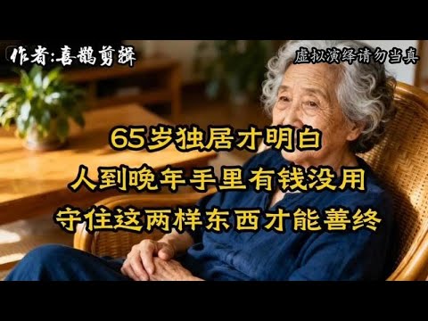 65岁独居才明白，人到晚年手里有钱没用，守住这两样东西才能善