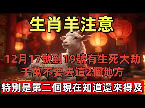生肖羊注意！你12月17號到19號有生死大劫，千萬不要去這2個地方，特別是第二個，屬羊人必知！現在知道還來得及！#玄运生肖#屬相運勢#生肖#家運#手寫#生肖運勢的那些事#先知#風水變化#提升運勢