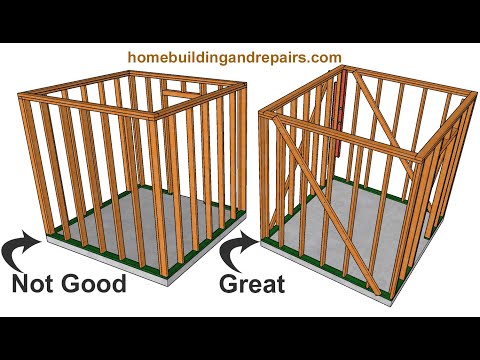 Don't Forget To Install Wall Framing Plumb And Line Braces When Building Sheds or Small Homes