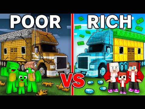 Mikey POOR vs JJ RICH Family Truck Survival Battle in Minecraft - Maizen
