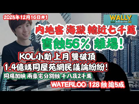 內地客海璇勁蝕近7千萬56%離場！同屋苑上月KOL小斯 近1.4億雙破頂入市！網民議論紛紛！同地客太子 一年蝕逾5成！沙田蝕2千萬！