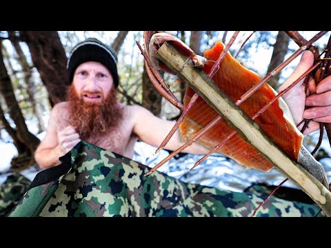 Lost Ice Fisherman Solo Survival Challenge (NO Food, NO Water, NO Shelter!) | Line, Hooks, Blanket