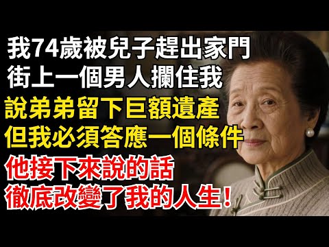 我74歲被兒子趕出家門，街上一個男人攔住我，說弟弟留下巨額遺產，但我答應一個條件，他接下來說的話，徹底改變了我的人生！#晚年生活#中老年生活#為人處世#生活經驗#情感故事#幸福人生#上了年紀該明白的事