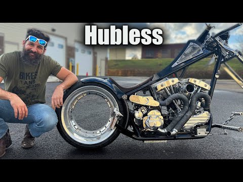 Riding 1 of 5 Hubless Choppers made by Billy Lane