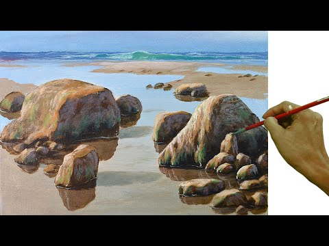 Acrylic Landscape Painting in Time-lapse / Shallow Beach / JMLisondra