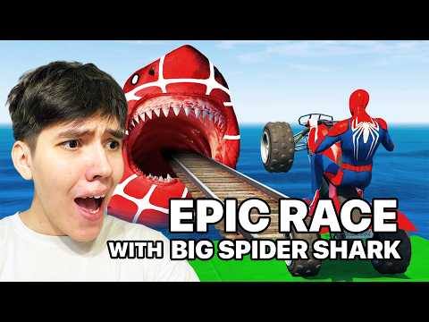 GTA 5 Epic Race with BIG SPIDERSHARK | Spidey by Quad Bike and other Transport Challange!
