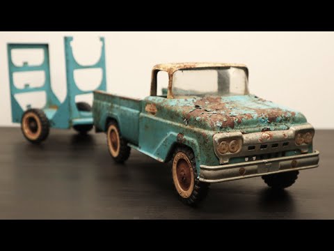 1961 Vintage Tonka Boat Service Truck and Trailer Set Restoration