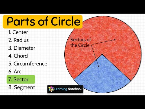 Parts of Circle | Center Radius Diameter Chord Circumference Arc Sector Segment