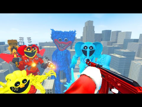 SCARY HUGGY WUGGY FROM POPPY PLAYTIME SURROUNDS ME BETWEEN THE TOWERS! | GARRY’S MOD