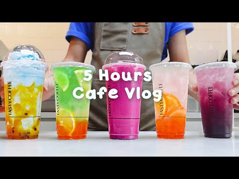 🌤️지치고 힘들 땐 음료 ASMR로 힐링해요/주중의 여유로움/5시간 모음🍹5 Hours Vlog/Cafe Vlog/ASMR/Tasty Coffee