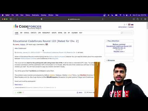 Codeforces Edu Round 122 | Utkarsh Gupta's Screencast