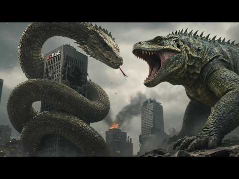 Two giant beasts fight, and humans struggle to survive in the cracks