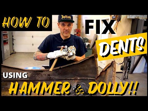 How To Use a Hammer & Dolly to Smooth DENTS in Sheet Metal!! | Sheet Metal Repair Techniques PART 1