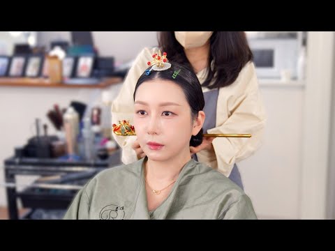 No Talking ASMR👑Joseon Dynasty Queen of Korea | Traditional Hanbok Makeup & Daesu Hair