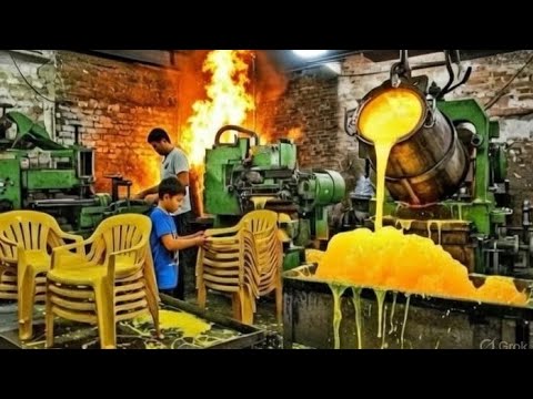 Waste plastic bags and shopping bag make a beautiful, charming chairs