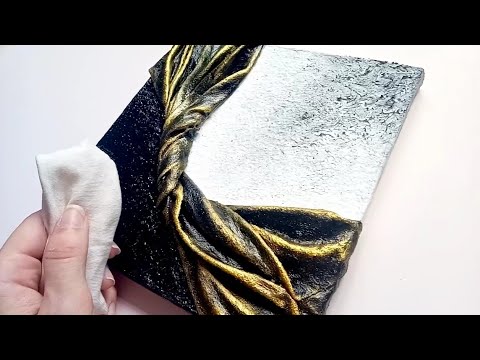 Easy Abstract Acrylic Painting using Fabric | DIY 3D Textured Painting ✨