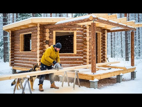I'm Building a 2-story house in the woods  | 397 Days Alone in the Deep Forest With Severe Weather