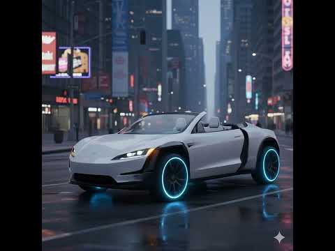 Future Tesla Cybercab morphs to Roadster Convertible! #tesla #electriccar #roadster #cybercab