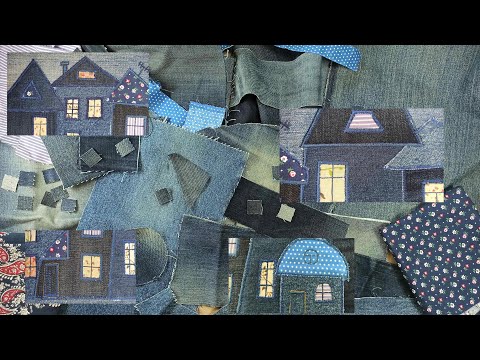 Из джинсовых обрезков, быстро, стильно и надёжно. Рисуем лоскутками тканей! DIY