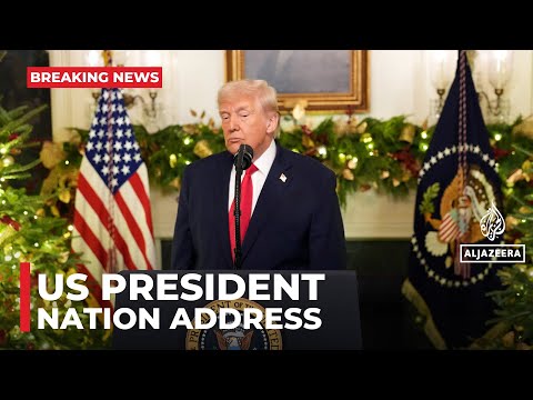 US President Donald Trump delivers an address to the nation at the White House in Washington