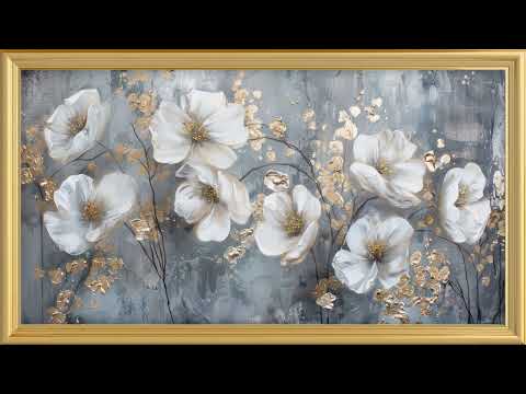 Vibrant Acrylic Painting Flowers and Leaves | TV Wallpaper | Free Background | 4K Frame Art