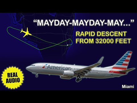 MAYDAY. Loss of pressurization at 32000 feet. American B738 returns to Miami International. Real ATC