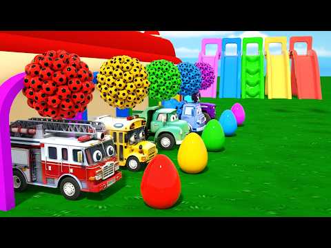 Wheels On the Bus + Finger Family Songs - five small eggs and the Yellow School Bus - Nursery Rhymes