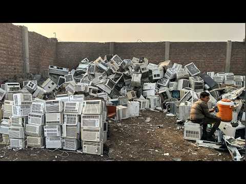 Amazing Bulk Scale! Waste Window AC Recycling & Manufacturing Copper Belts; | How to Copper Extract