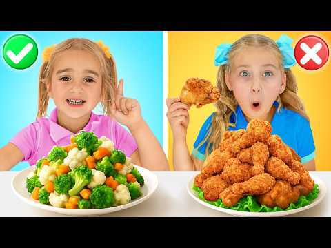 Alice and Sasha Choose Healthy vs Junk Food! Toy Cooking Story | Pretend Play for Kids