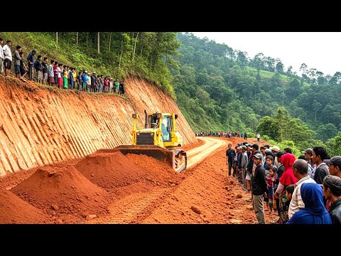 Extreme Mountain Road Building | Bulldozer Pushing Massive Earth on Steep Hillside Terrain