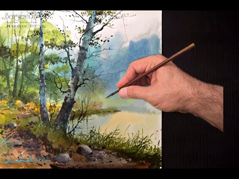 Easy Watercolor Forest Scene by Javid