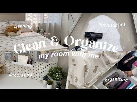 clean & organize my room with me ୭ 🧷 ✧ ˚. ᵎᵎ 🧺 new bedding set, closet & drawers, etc ‧₊˚✩