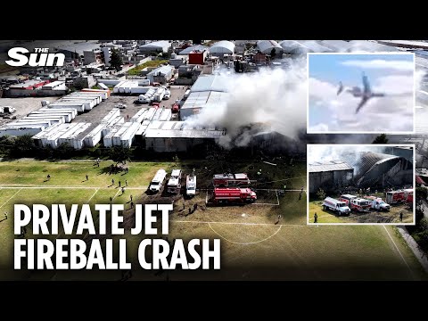 Horror moment out of control private jet crashes to the ground killing all 10 onboard