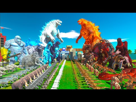 Team Ice SHIMO GODZILLA + KONG + SUPER GODZILLA VS  Team Fire GODZILLA THERMO + MECHAGODZILLA 2021