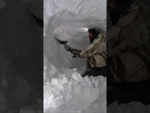 Building a quinzee to shelter from the cold